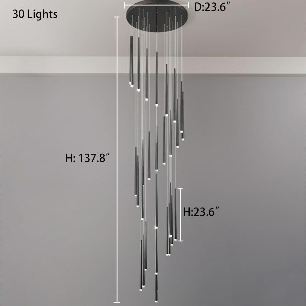 Minimalism Foyer Staircase Chandelier Ceiling Pendant Lighting Fixture For Living Room Entryway In Gold/ Black Finish - view 27