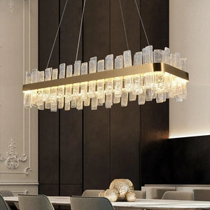 Flake Long Crystal Rectangle Golden Lamp Body Modern Chandelier 32"/40", rectangular - view 3