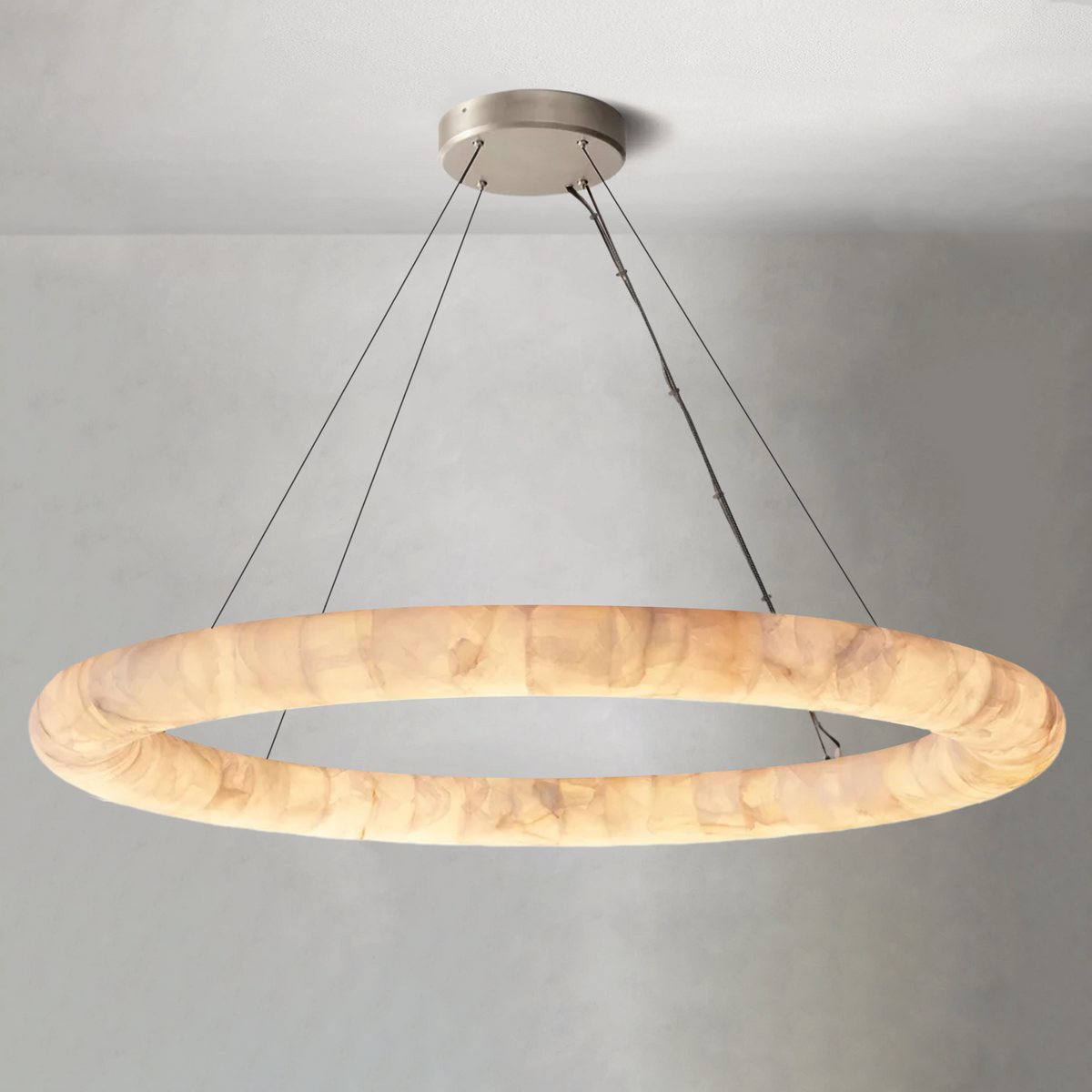 Riora Lisse Alabaster Round Chandelier 31" 41" 61"D - view 6