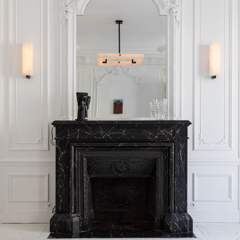 Amelia Square Alabaster Living Room Chandelier, in black - view 4