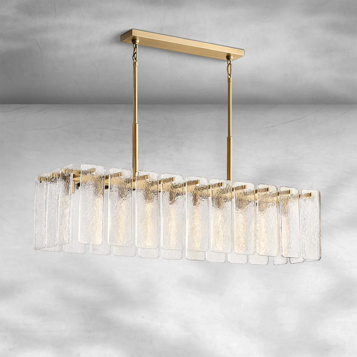 Calame Glass Rectangular Chandelier 60" - view 2