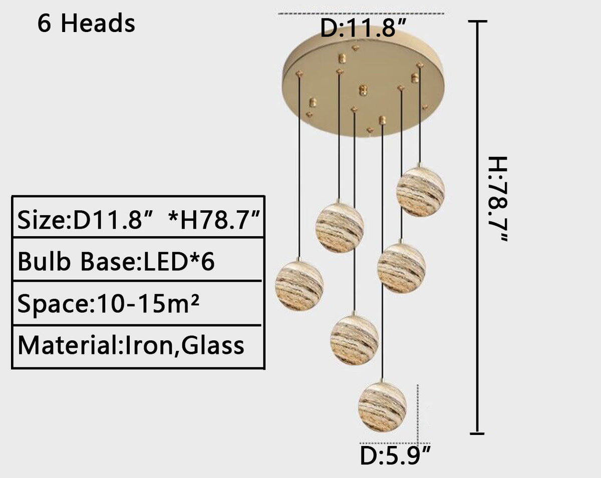 Nordic Planet Creative Long Pendant Chandelier For Staircase/Foyer/High-ceiling Hallway - view 21