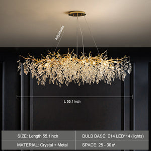 French Branch Crystal Chandelier with Elegant Crystal Leaves - view 21