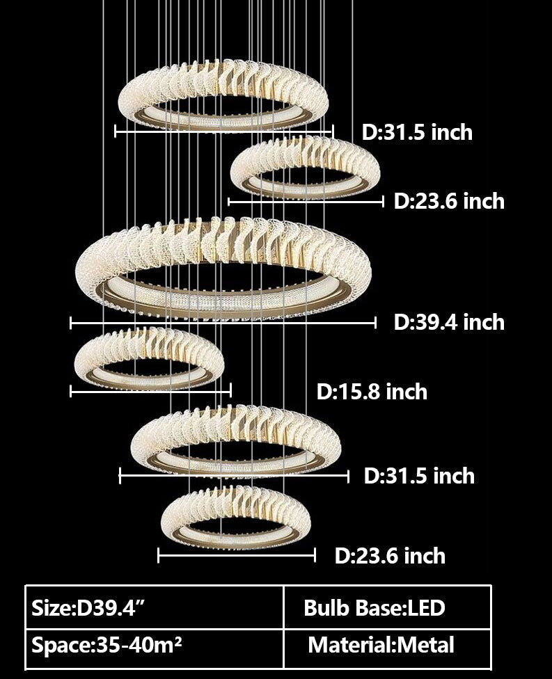 Extra Large Round Acrylic and Stainless Steel Multi-Layer Chandelier for High Ceilings - view 26