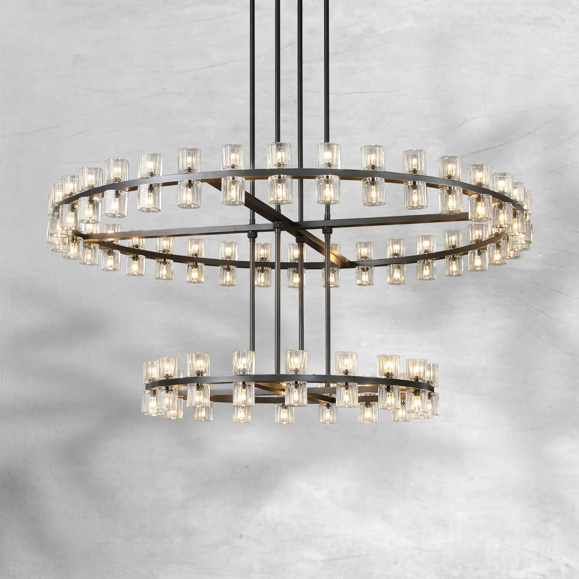 Auraline Crystal Round 2-Tier Chandelier 60"
