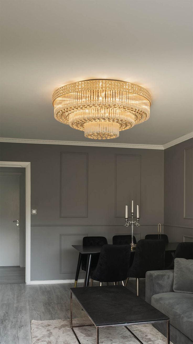 Extra Large Three Layers Round Luxury Flush Mounted Crystal Chandelier for Living Room - view 4