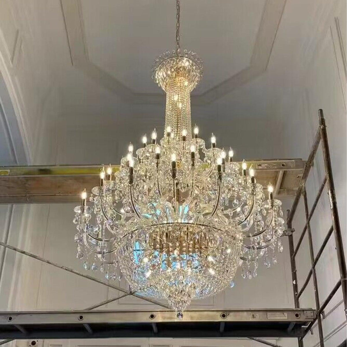 Extra Large European-style Multi-layers Candle Luxury Crystal Chandelier Gold Art Foyer/Staircase Decorative Light Fixture - view 8