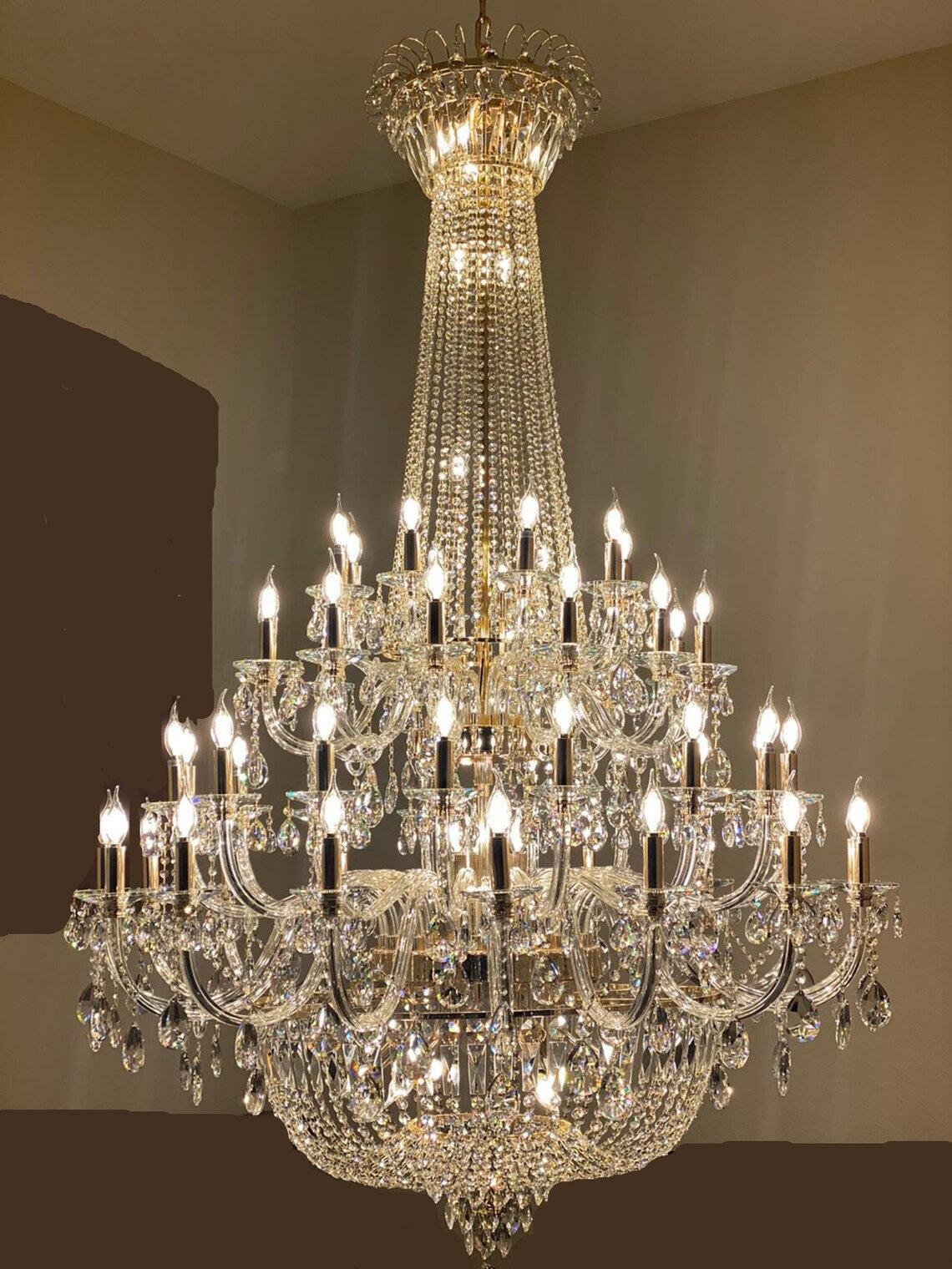 Extra Large European-style Multi-layers Candle Luxury Crystal Chandelier Gold Art Foyer/Staircase Decorative Light Fixture - view 9