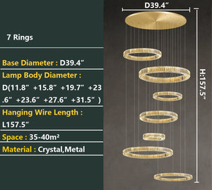 Modern Layered Ring Crystal Chandelier For High Ceiling Living Room /Foryer/Stairscase - view 14