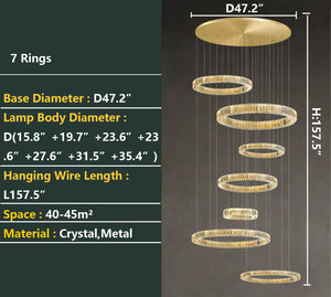 Modern Layered Ring Crystal Chandelier For High Ceiling Living Room /Foryer/Stairscase - view 15