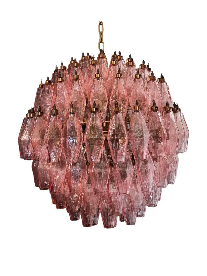 Murano-Style Chandelier – Poliedri -140 glass – Pink