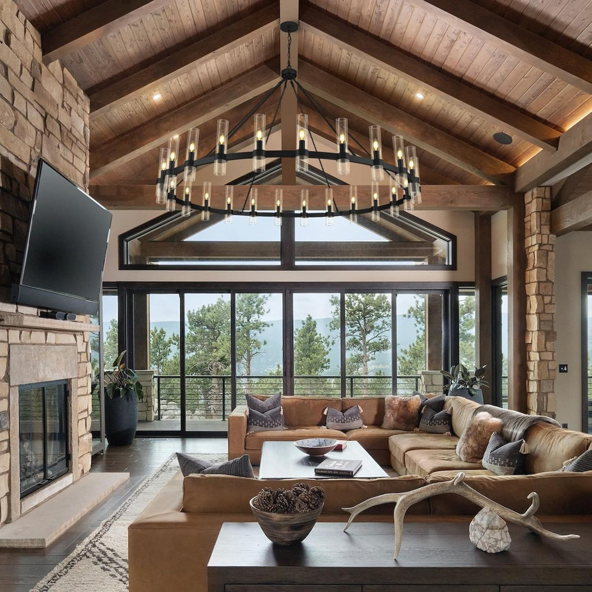 70 Inch Wagon Wheel Chandelier - view 15