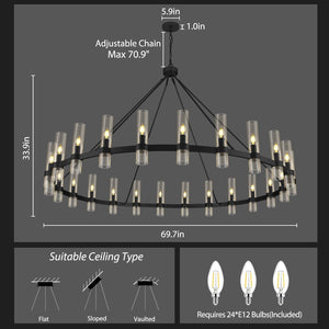 70 Inch Wagon Wheel Chandelier - view 17