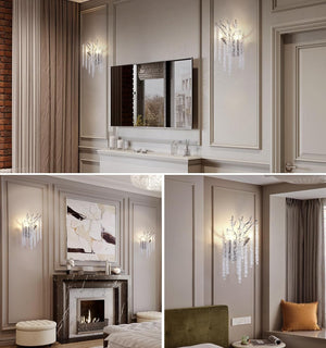 Snow Tree Crystal Silver Wall Sconce 10"H - view 4