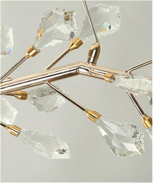 Sleek Modern Branch Crystal Leaves Linear Chandelier for Kitchen Island and Dining Room - view 5