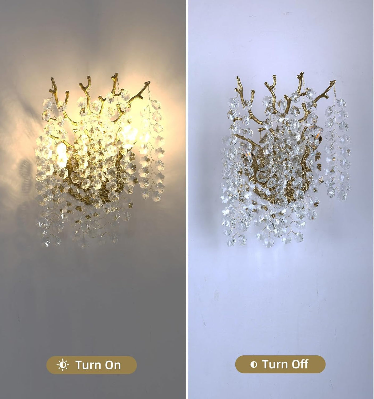 Snow Tree Branch Crystal Gold/Silver Wall Sconce - view 5