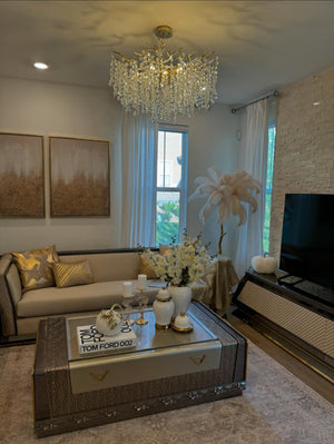 Modern Round/Rectangular Floral Crystal Chandelier for Low-ceiling - view 15