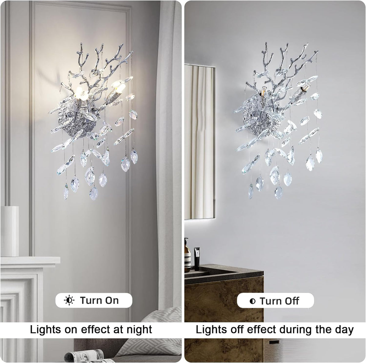 Ice Eye Crystal Gold/Silver Wall Sconce for All Rooms 10"H - view 5