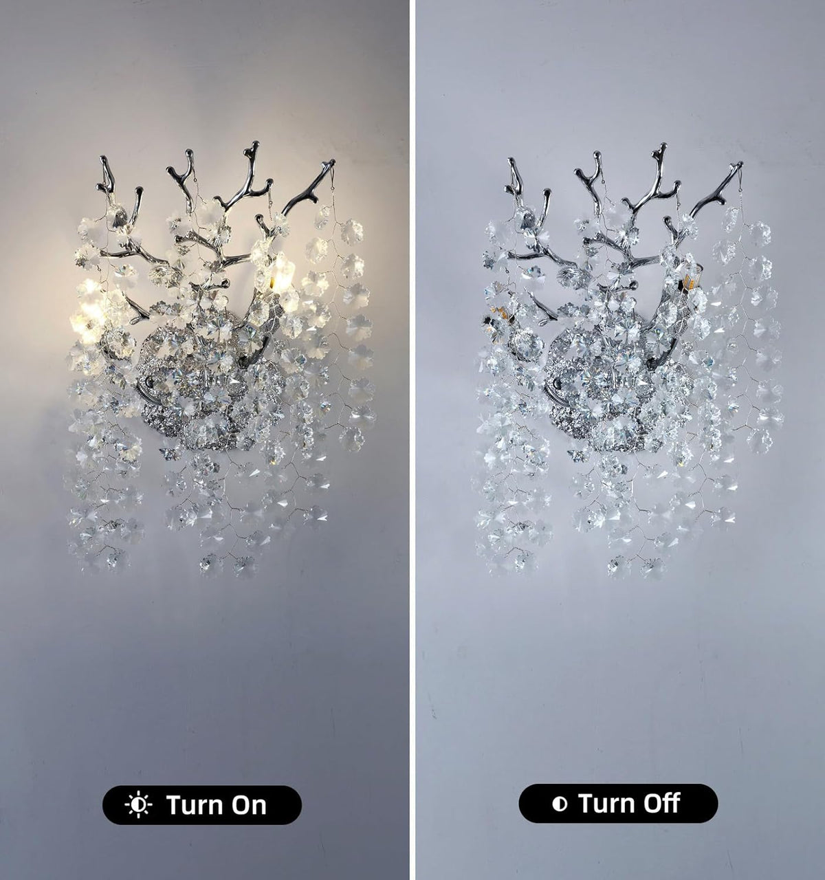 Snow Tree Branch Crystal Gold/Silver Wall Sconce - view 11
