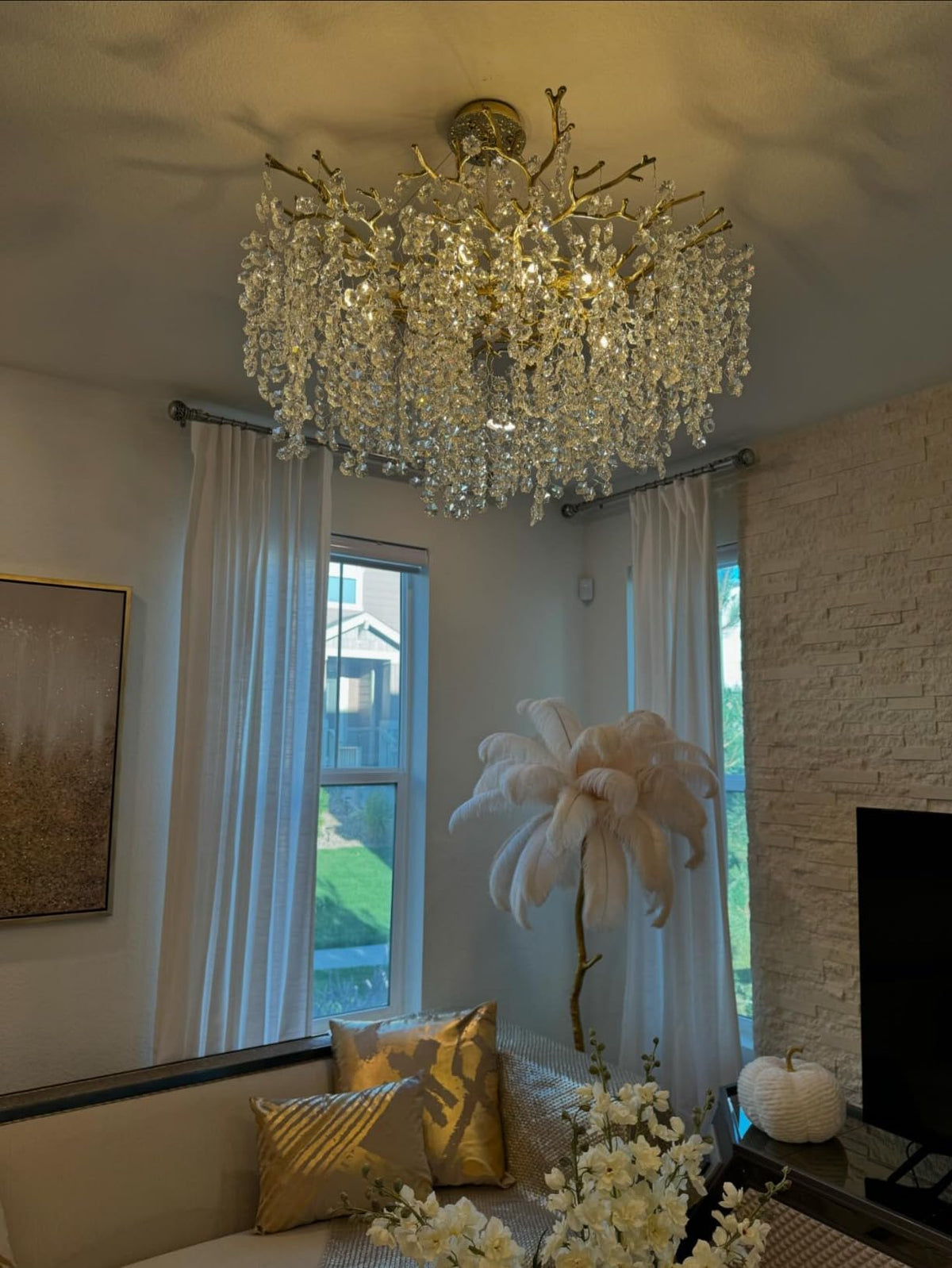 Modern Round/Rectangular Floral Crystal Chandelier for Low-ceiling - view 16