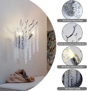 Snow Tree Crystal Silver Wall Sconce 17"H - CUSTOMIZATION - view 2