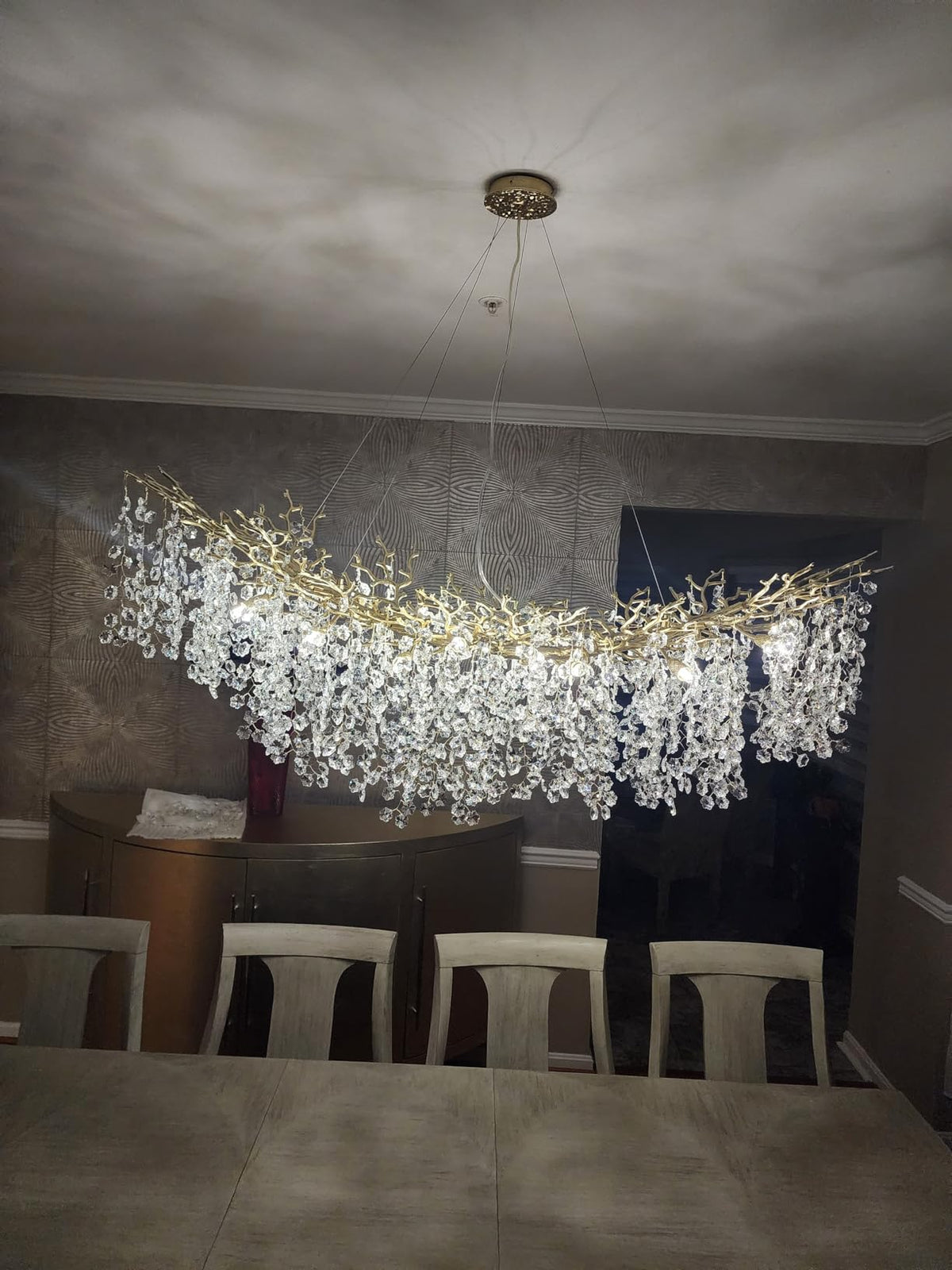 Modern Round/Rectangular Floral Crystal Chandelier for Low-ceiling - view 12