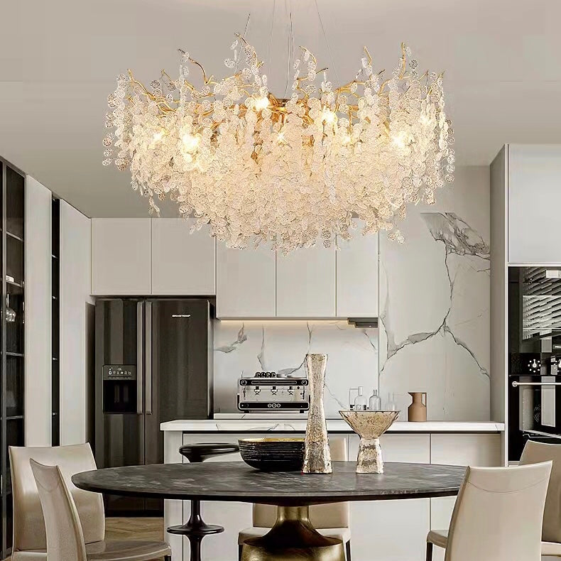 Luxury Branches Crystal Frosted Glass Chandelier Set for Living and Dining Room - view 5