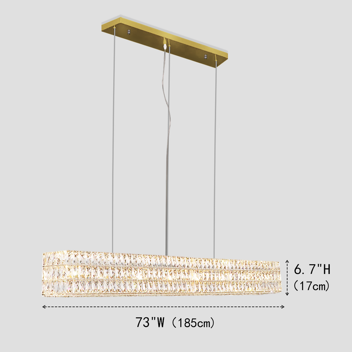 Pluto Halo Rectangular Crystal Chandelier - view 4