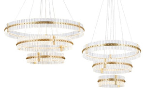 Aquinox 3-Tier Round Crystal Ring LED Chandelier, three-tier
