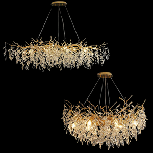 French Branch Crystal Chandelier with Elegant Crystal Leaves - view 2