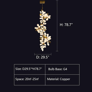 Large Branch Copper Chandelier with Grape Shape Bulbs Unique and Creative Light Fixture for Staircase/ Duplex/ High Ceiling Living Room/ Restaurant - view 15