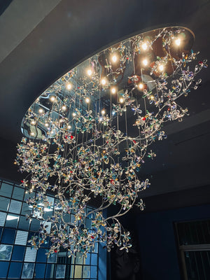 Exquisite Crystal Flower Branch Chandelier for Hotel Foyer and Entryway Ceiling Lighting Fixture - view 2