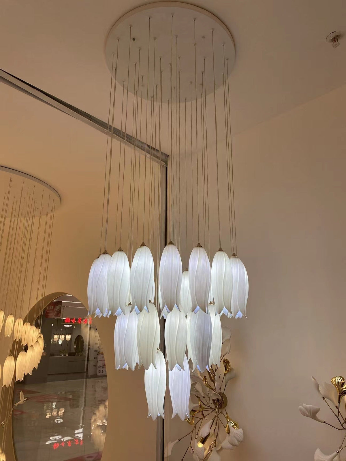 Elegant Flower Chandelier For Foyer/ Staircase - view 9