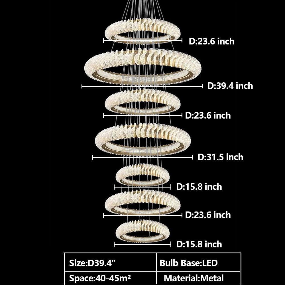 Extra Large Multi-layers Rings Crystal Chandelier Modern Art Waves Creative Pendant Light For High-ciling Foyer/Hallway/Staircase - view 25