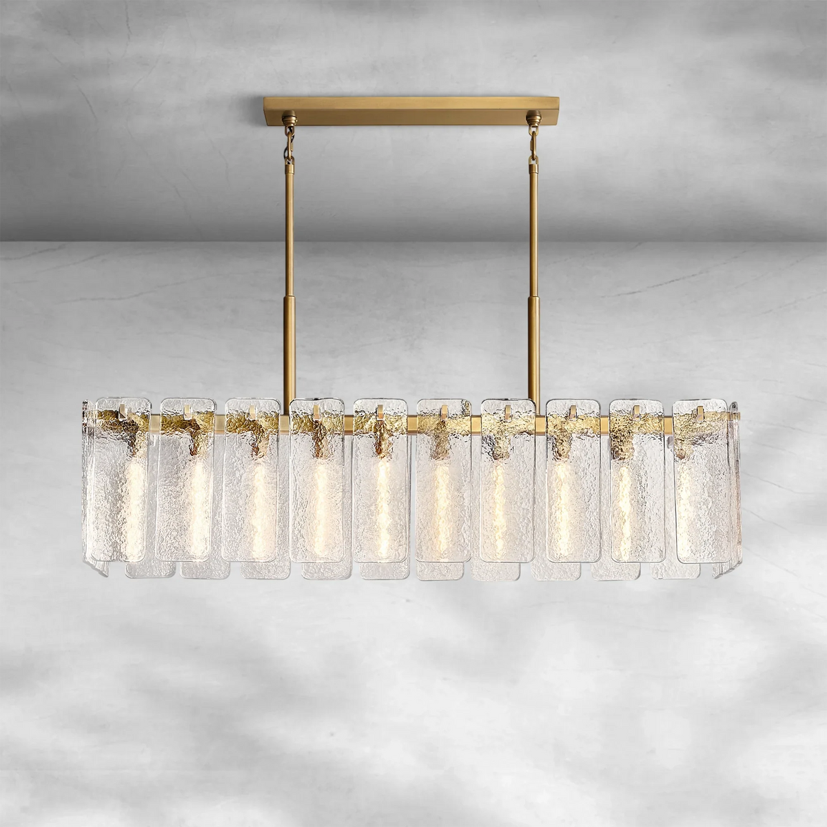 Calame Glass Rectangular Chandelier 60"