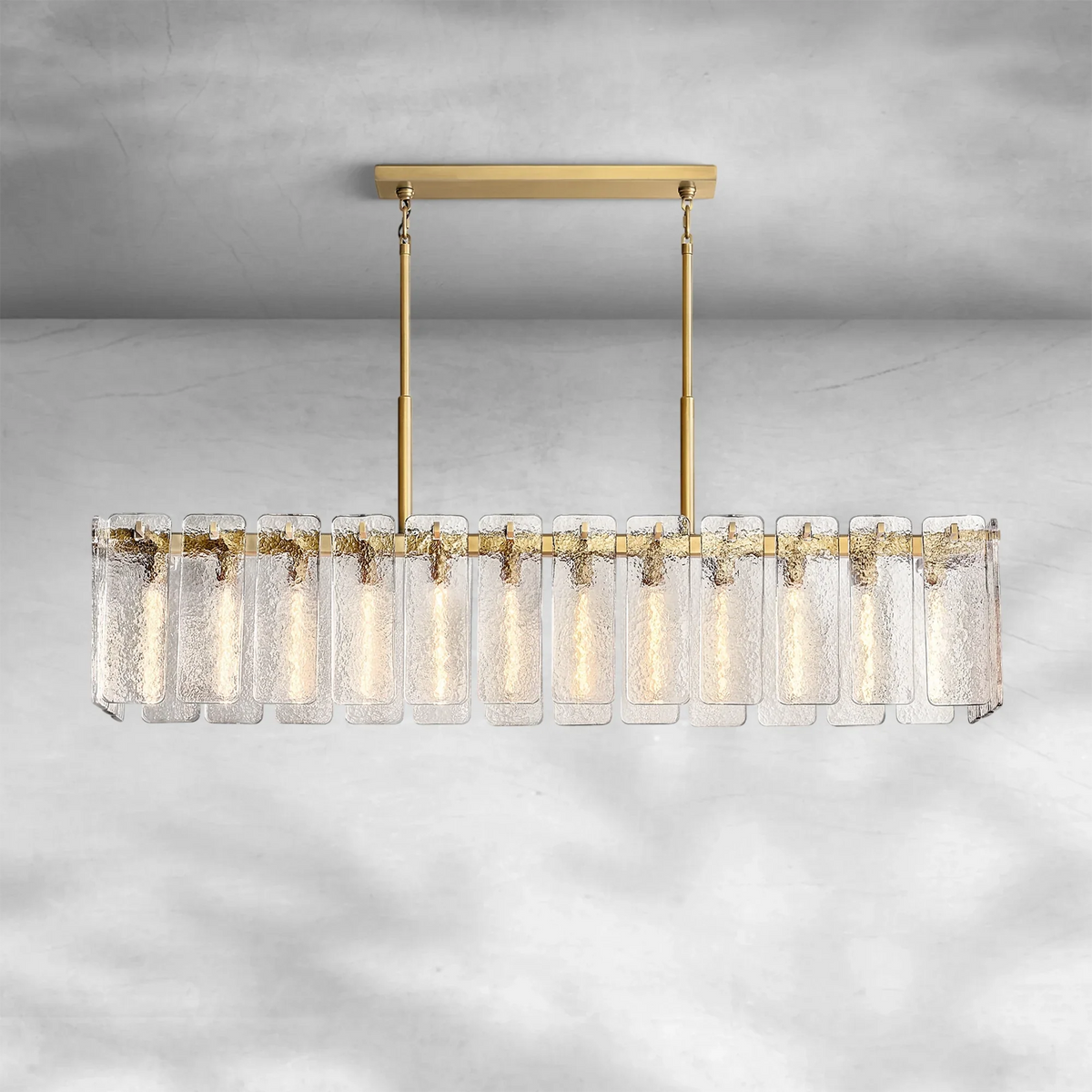 Calame Glass Rectangular Chandelier 72"