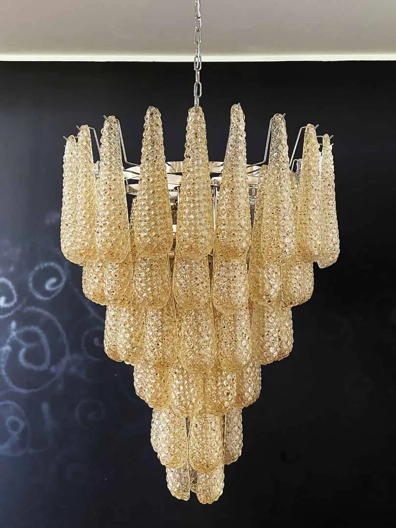 Murano-Style Chandelier – Drop – 75 glasses – Amber