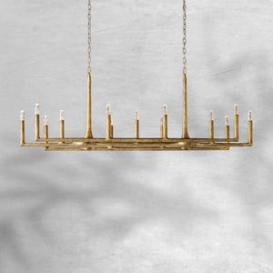 Thalen Forged Linear Chandelier 54" 72" 96", solid brass - view 7