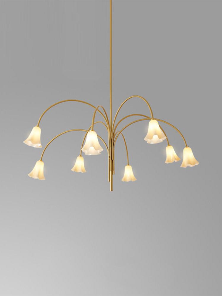 Vintage Elegant Flora Chandelier, glass in brass - view 3