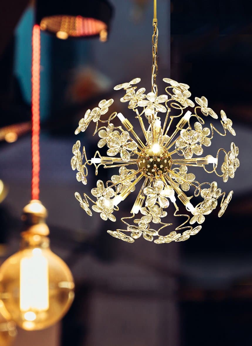 Faceted Crystal Petal Dandelion Chandelier 24" - view 7