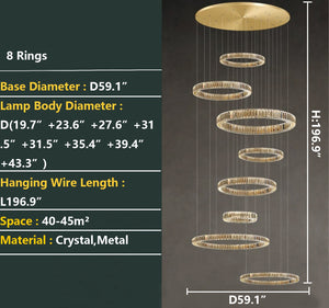 Modern Layered Ring Crystal Chandelier For High Ceiling Living Room /Foryer/Stairscase - view 18