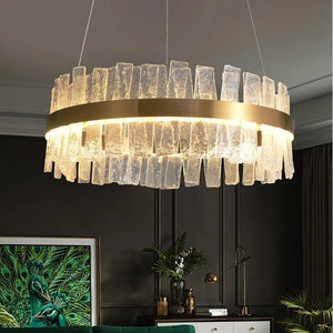 Flake Crystal Round Golden Lamp Body Modern Chandelier - view 3
