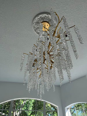 Elegant Crystal Icicle Chandelier in Branch Style for Dining Table Use - view 8