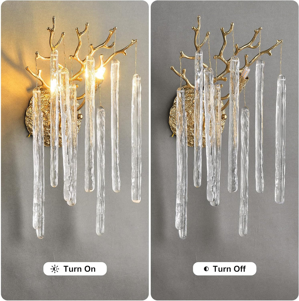 Ice Strip Crystal Gold Wall Sconce for All Rooms 17.7"H - view 4