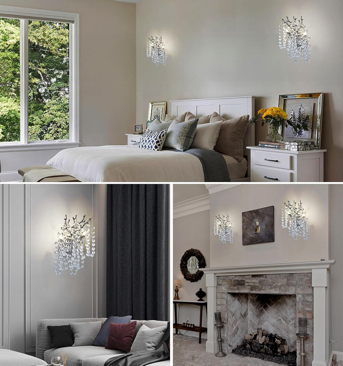 Snow Tree Branch Crystal Gold/Silver Wall Sconce - view 12