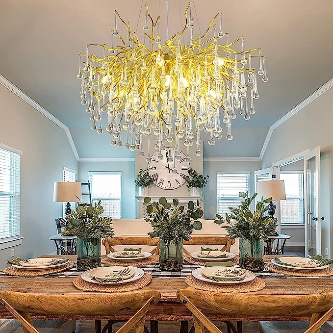 Stunning Tree Branch Crystal Chandelier with Clear Teardrop-shaped for Living/Dining Room - view 6