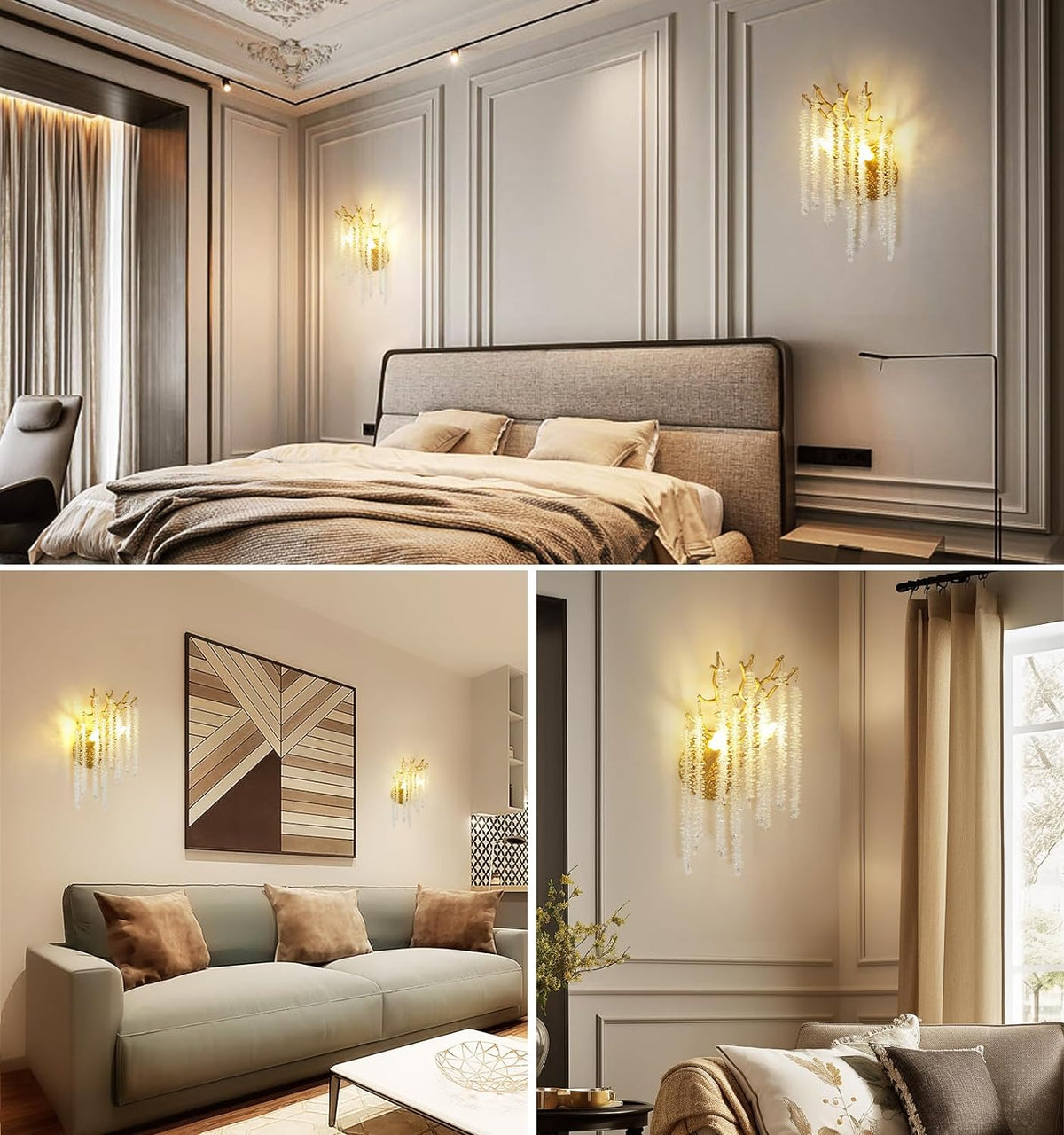 Snow Tree Crystal Gold Wall Sconce for All Rooms 10"H - view 4