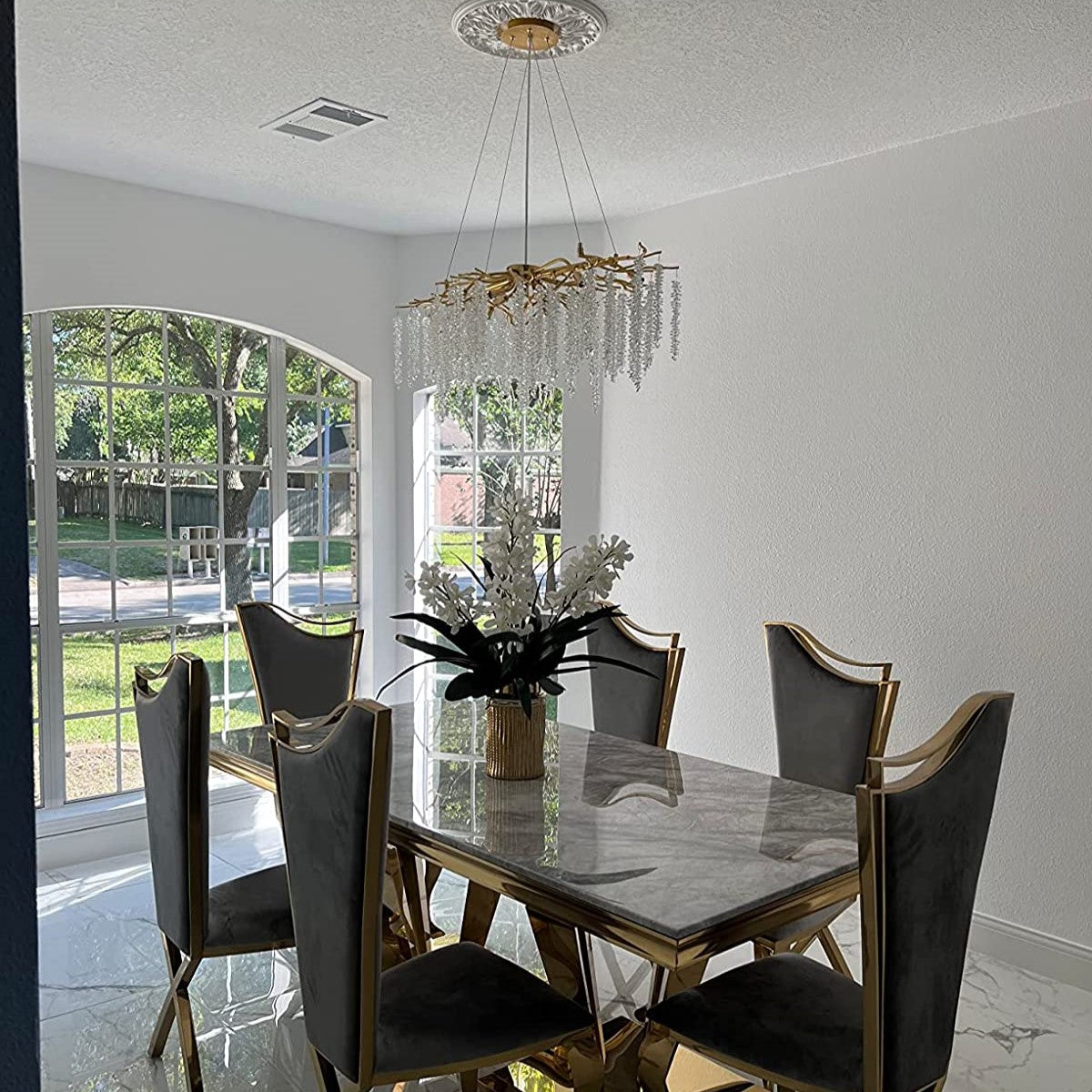Elegant Crystal Icicle Chandelier in Branch Style for Dining Table Use - view 6