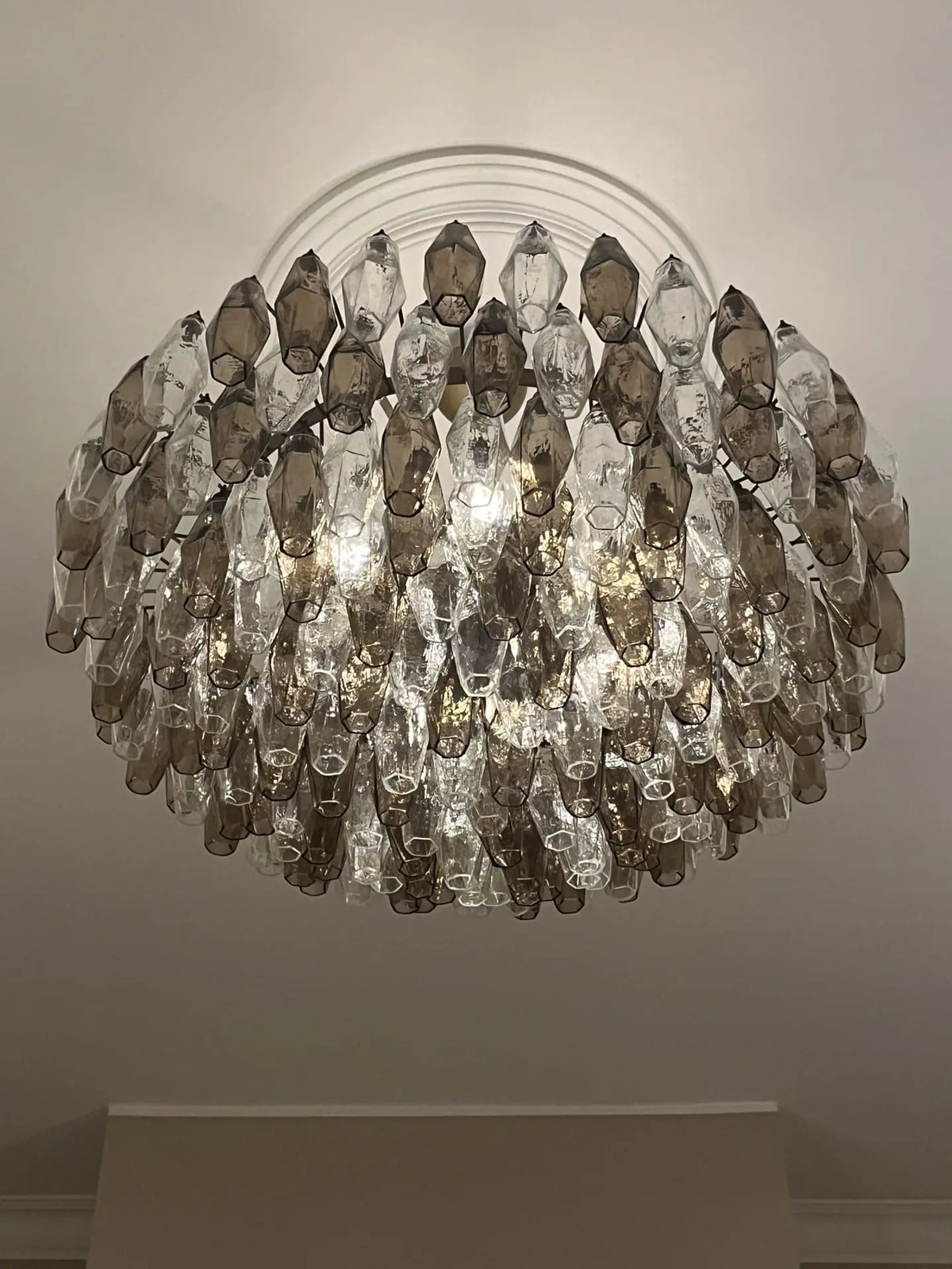 Murano-Style Chandelier – Poliedri – 185 glass – Smoked/Transparent