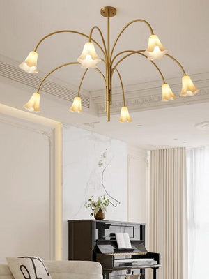 Vintage Elegant Flora Chandelier, glass in brass - view 2